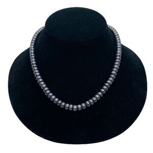 Gorgeous Honora 16" Black Cultured Pearl & Sterling Silver Necklace - Signed